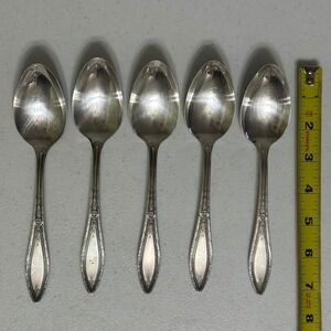 5 Wm.‎ A. Rogers A1 Plus Mystic Coronet Soup Dessert Spoons Silverplate Flatware